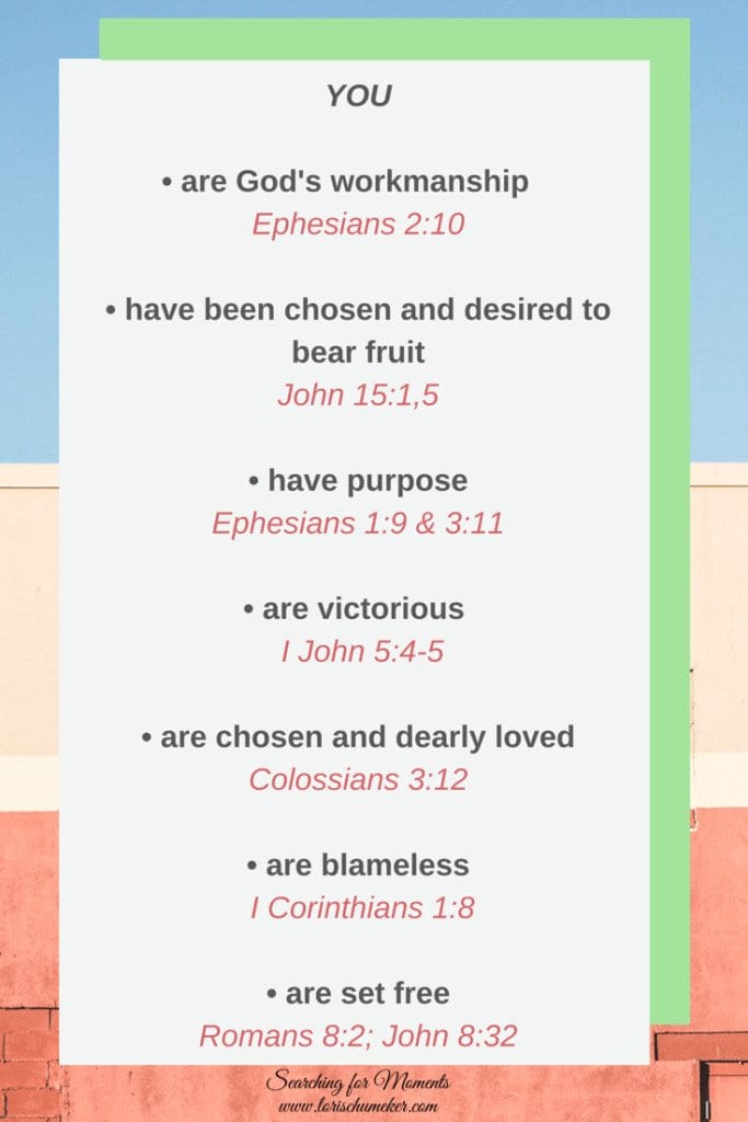 Scriptures to remind you who you are in Christ! He specifically designed you with purpose and nothing in this world can cancel out that Truth! Encouragement to embrace your worth and let go of the dysfunction of your past