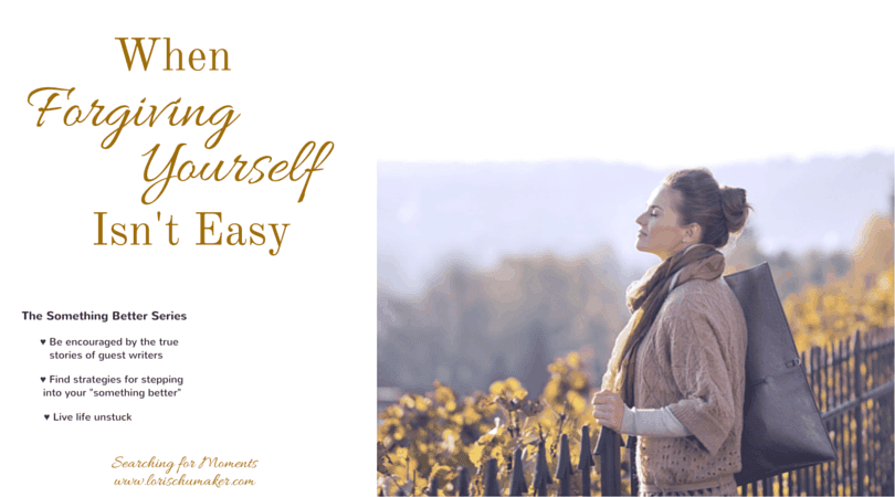 But what most didn’t know was that I lived enveloped within a curtain of shame. A shame that perpetuated the comparison of myself to everyone and everything around me. Physically, mentally, emotionally, and spiritually. I needed to tear that curtain away. When Forgiving Yourself Isnt Easy; The Something Better Series by Lori Schumaker
