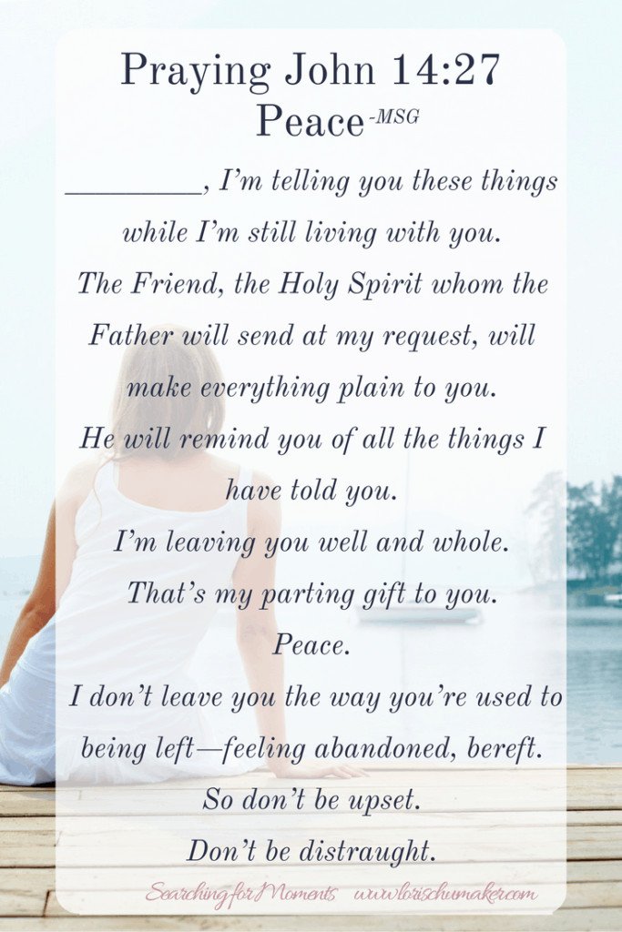 Do you wear peace on the outside well, but feel as though you are unraveling on the inside? Pray John 14-27 as your prayer for peace. -Longing for Daily Peace #Moments of Hope - Lori Schumaker