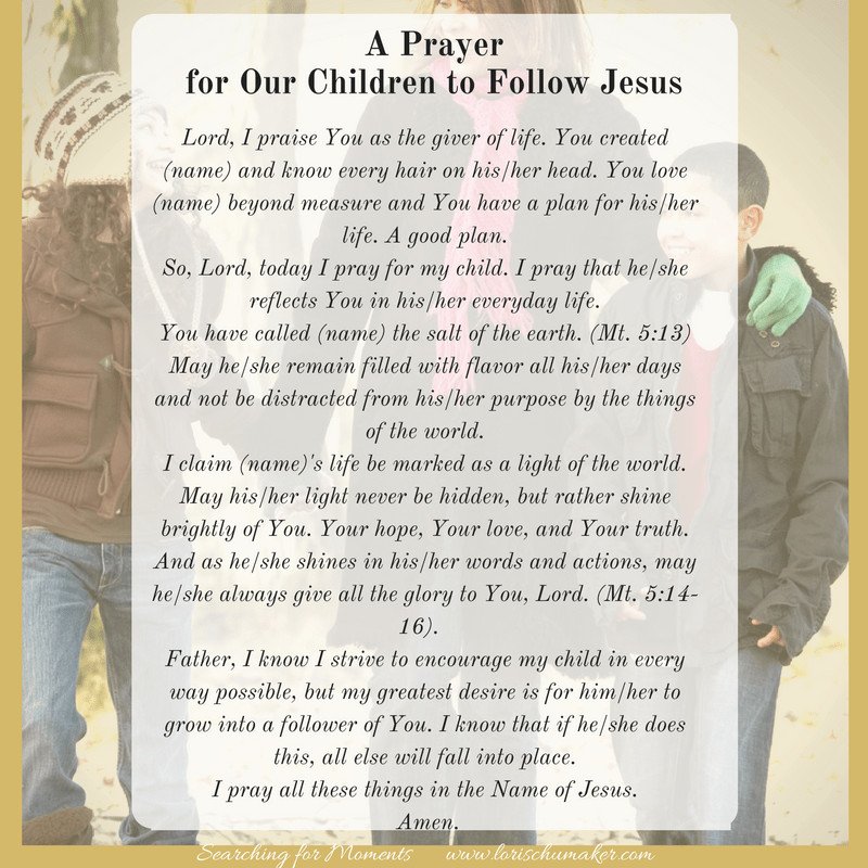 A Prayer for Our Children to Follow Jesus
