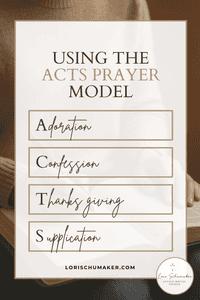 ACTS prayer model chart: Adoration, Confession, Thanksgiving, and Supplication to guide your daily prayers.
