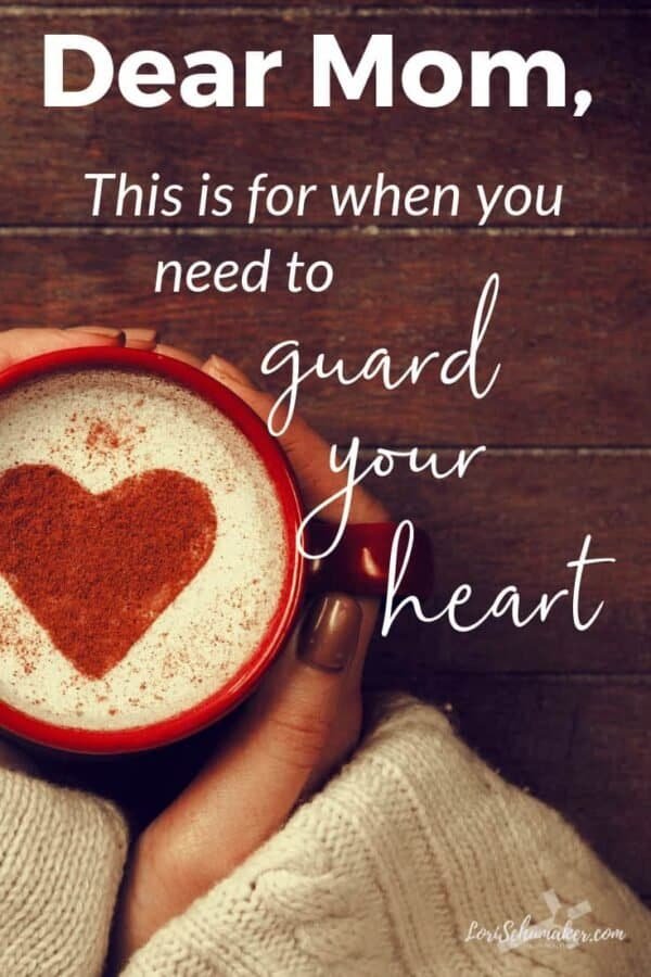 Is today one of those hard mom days? A day when you need help? Help to to stand up against the whispered lies of the enemy ... and help to guard your heart so it doesn't fall apart? If so, this is for you. #motherhood #momlife #guardyourheart #hope #help #parenting #godslove #surrenderedheartsbook #livesurrendered 